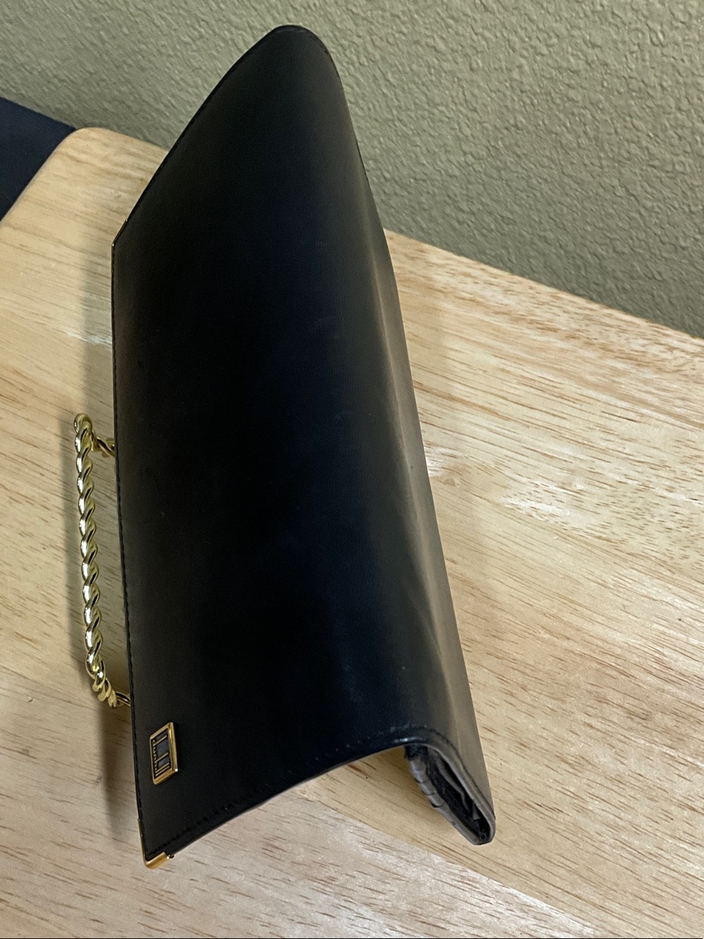 DUNHILL Black Leather Continental Wallet with Gold Accents - Picture 3 of 5